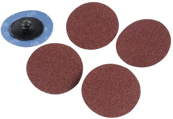 Silverline 100065 Quick-Change Sanding Discs Set, 50 mm, 60 Grit - 5 Pieces