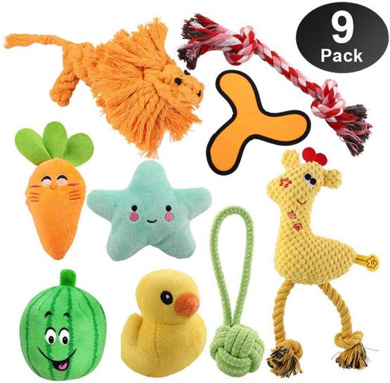 Dog Toys for Medium Small Dogs, Interactive Dog Toys Set with Squeak