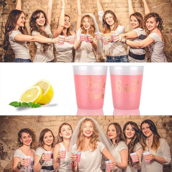 AniSqui 16 Count Bachelorette Party Bride Tribe Cups, Rose Gold Bridal Shower Cups w/2 Bride Cups Perfect for Engagement Party, Bridal Shower, Bachelorette Party, Henna Party Cups (16Oz, 450ml) - Image 4