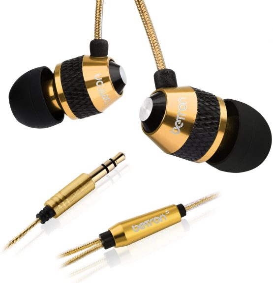 Betron B25 Earphones with Microphone, In Ear Headphones Earphones with Mic and Volume Control, Wired 3.5 mm Headphone, Noise Isolating, Gold - Image 2