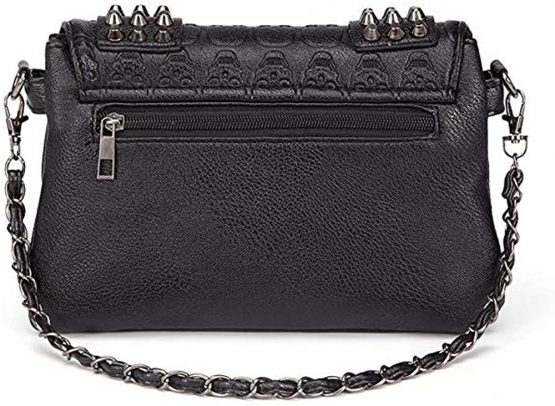 Chikencall Womens Punk Skull Print Crossbody Bag PU Leather Gothic Skull Shoulder Bag Purse with Chain - Image 3