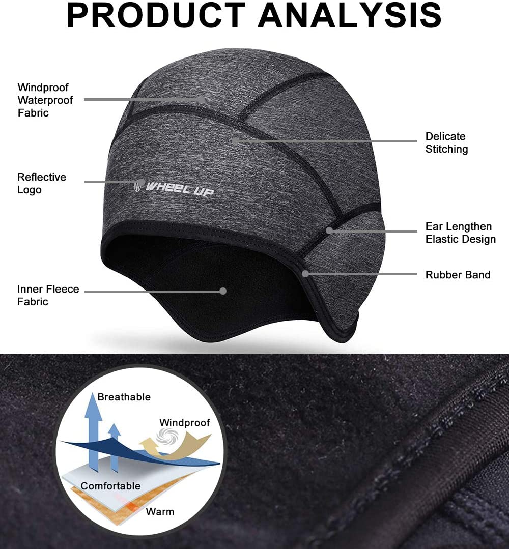 Winter Skull Cap Beanie, Cycling Hat Caps for Under Helmet Men Women with Windproof Thermal Fleece - Image 3