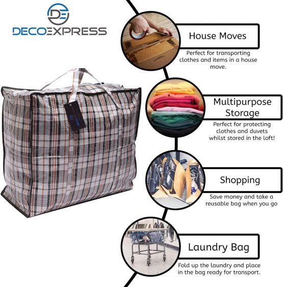 DECO EXPRESS Large Laundry Bags Moving Storage Bag (Pack of 5 bags) - Image 2