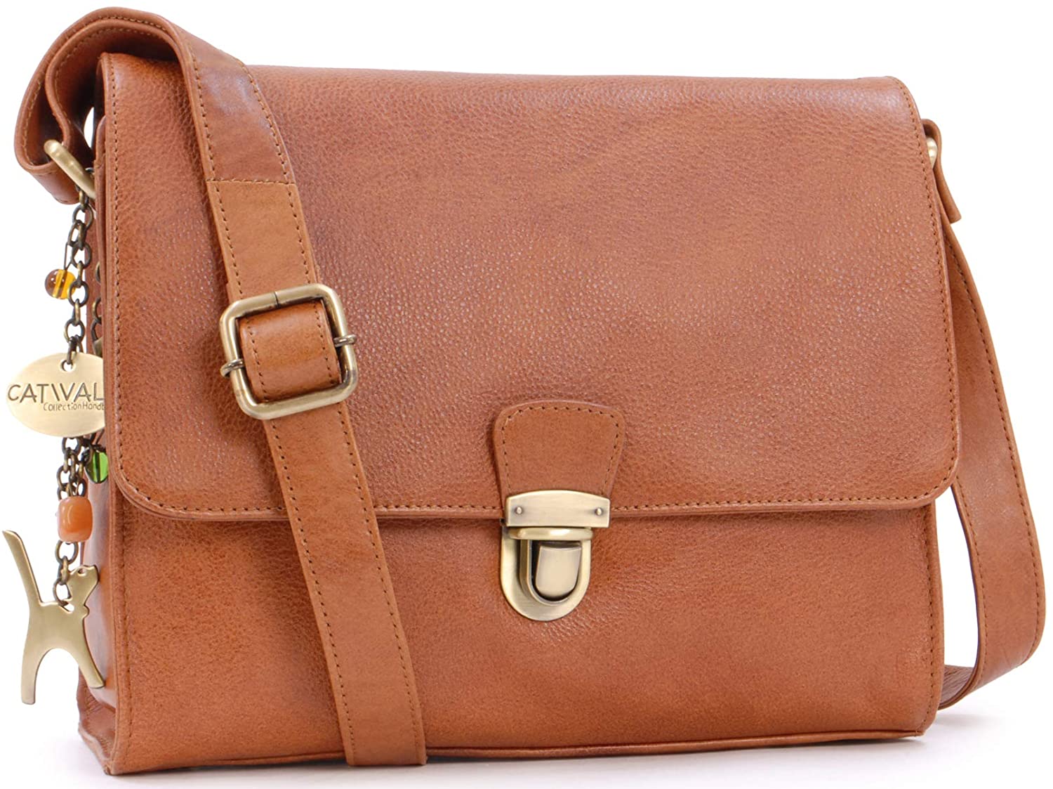 Catwalk Collection Handbags, Women's Leather Crossbody Bag, Medium A5 Size Messenger Bag, Handbag With Multiple Compartments