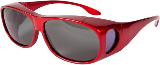 Opticaid Over Glasses Fit Over Sunglasses Sports Glasses Polarised Anti Glare Wrap Around Mens Womens Sports metallic red Category 3 Lens Remaldi