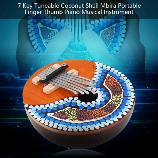 Dilwe Thumb Piano, 7 Key Coconut Shell Portable Thumb Piano Tuneable Kalimba Mbira African Finger Musical Instrument for Children Adult - Image 4