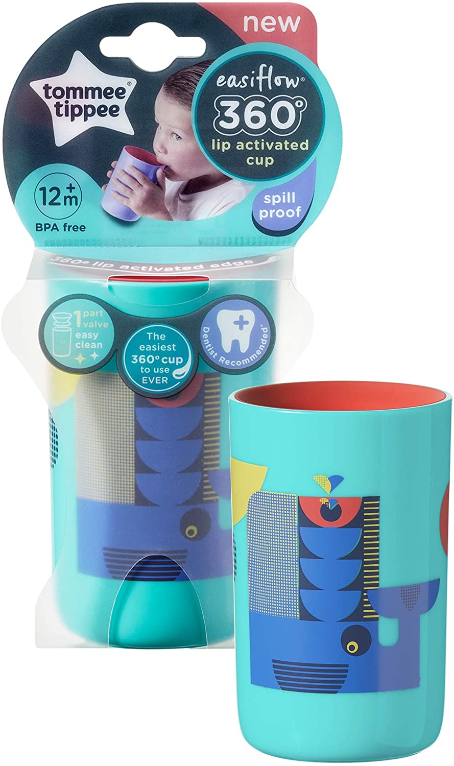Tommee Tippee Easiflow 360, Lip Activated Trainer Cup with Handles, Spill-Proof, 12m+, Green, 1 Pack - Image 3