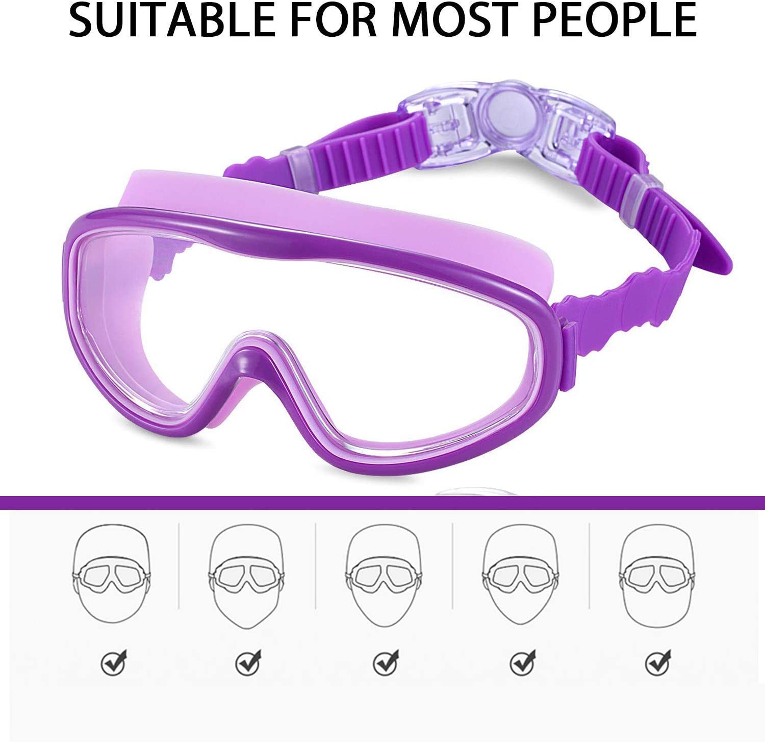 Yizerel 2 Pack Kids Swim Goggles, Swimming Glasses for Children and Early Teens from 3 to 15 Years Old, Wide Vision, Anti-Fog - Image 3