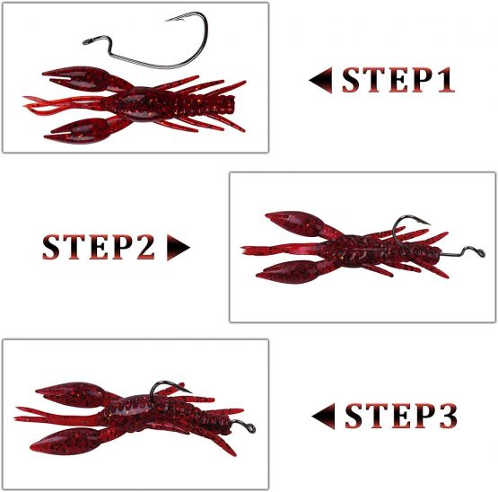 SHADDOCK 45pcs Crawfish Bait Silicone Soft Artificial Bait Crayfish and Worm Hook 3D Slow Sinking Floating Shrimp Creature Lures Fishing Hook for Bass Fishing Freshwater or Saltwater - Image 3
