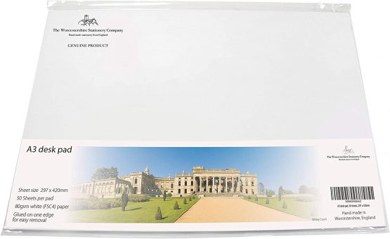 Worcestershire Stationery Company A3 Desk Pad, 50 Sheets Per Pad, 80GSM, Plain, Strong Grey Backboard - Image 3