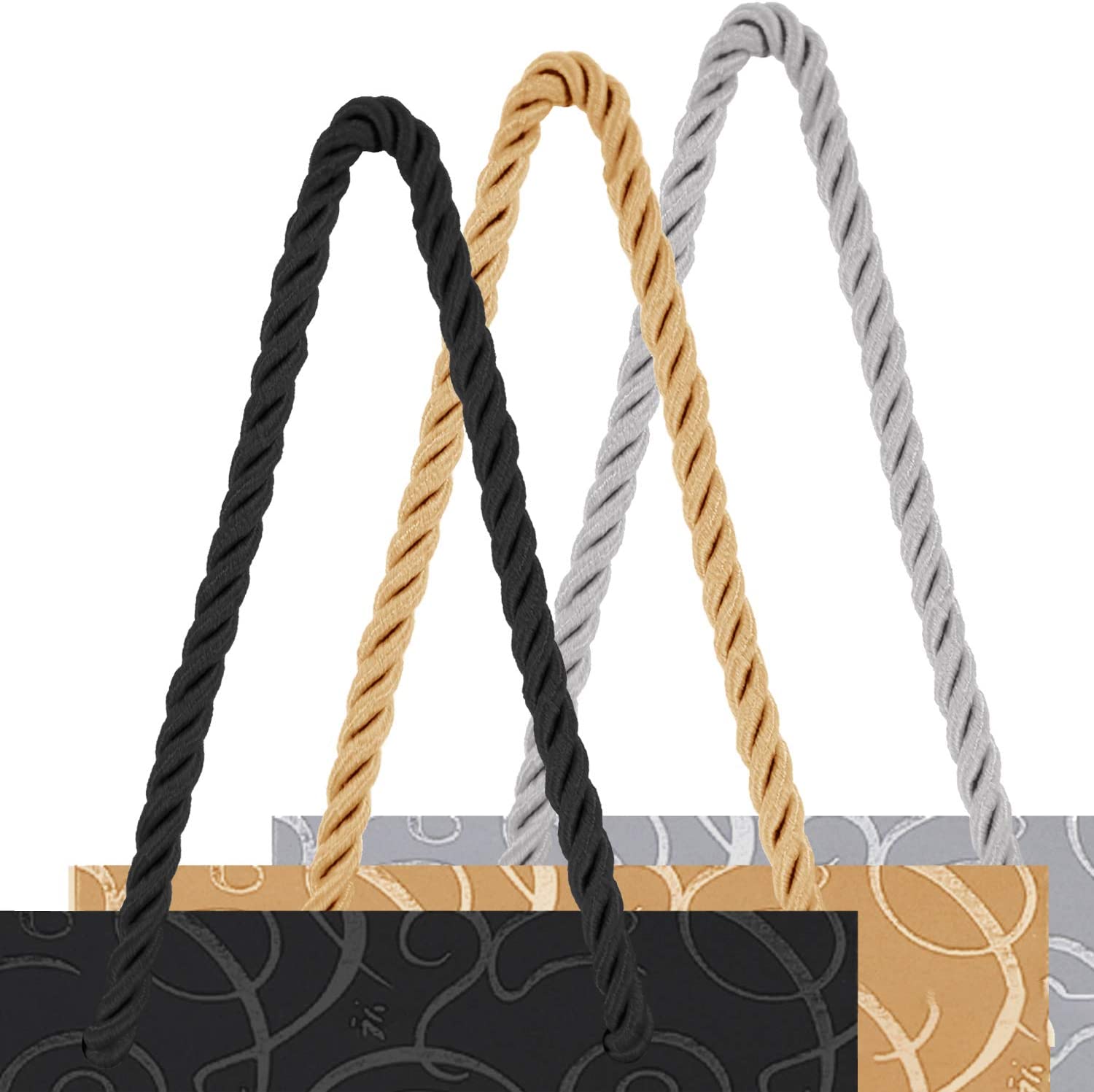 Pack of 9 Noble Bottle Gift Bags Gold Silver Black for Wine Sparkling Wine and Champagne 36 cm x 12 cm x 10 cm - 14.17" x 4.72" x 3.94" - Image 3
