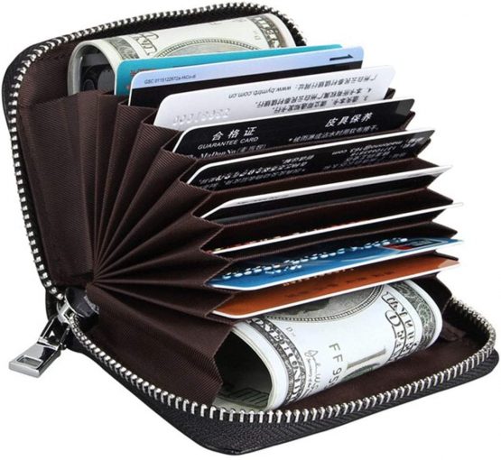 Credit Card Holders, TCHEER RFID Blocking Credit Card Wallets Soft Leather ID Business Protector Holder with 9 Slots for Men and Ladies (Black) - Image 2