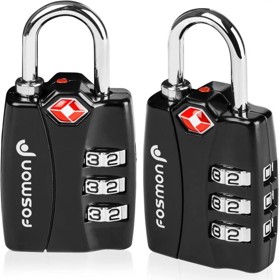 TSA Approved Luggage Locks, Fosmon Open Alert Indicator 3 Digit Combination Padlock Codes for Travel Bag, Suit Case, Lockers, Gym, Bike Locks or Other (4 Pack)