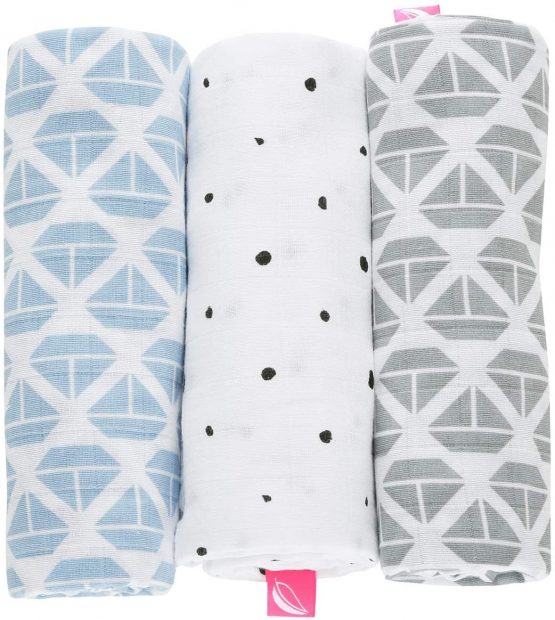 Motherhood Premium Burp Cloths, Cloth Nappies, Muslin Nappies, Set of 3, 謐o-Tex Standard 100, 100% Pure Cotton, 70 x 80 cm, s Blue - Image 2