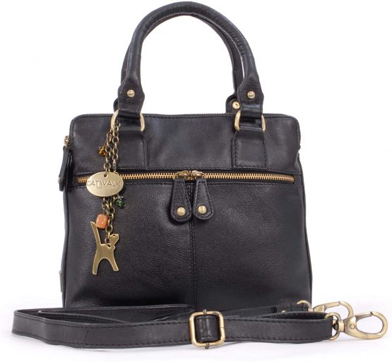Catwalk Collection Handbags - Vintage Leather Handbag - Shoulder Bag/Cross Body Bag - Includes Shoulder Strap - Fits Kindle Fire - VICKY