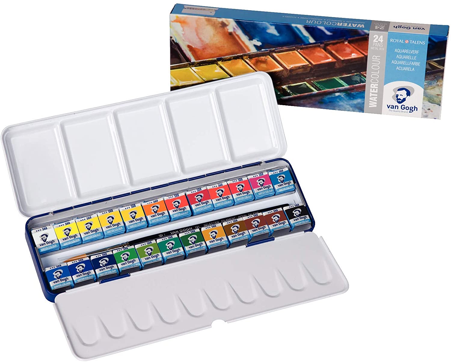 Van Gogh Watercolour Paint Set, Metal Tin, 24-Half Pan, Multicolored, 24 count (Pack of 1) - Image 2