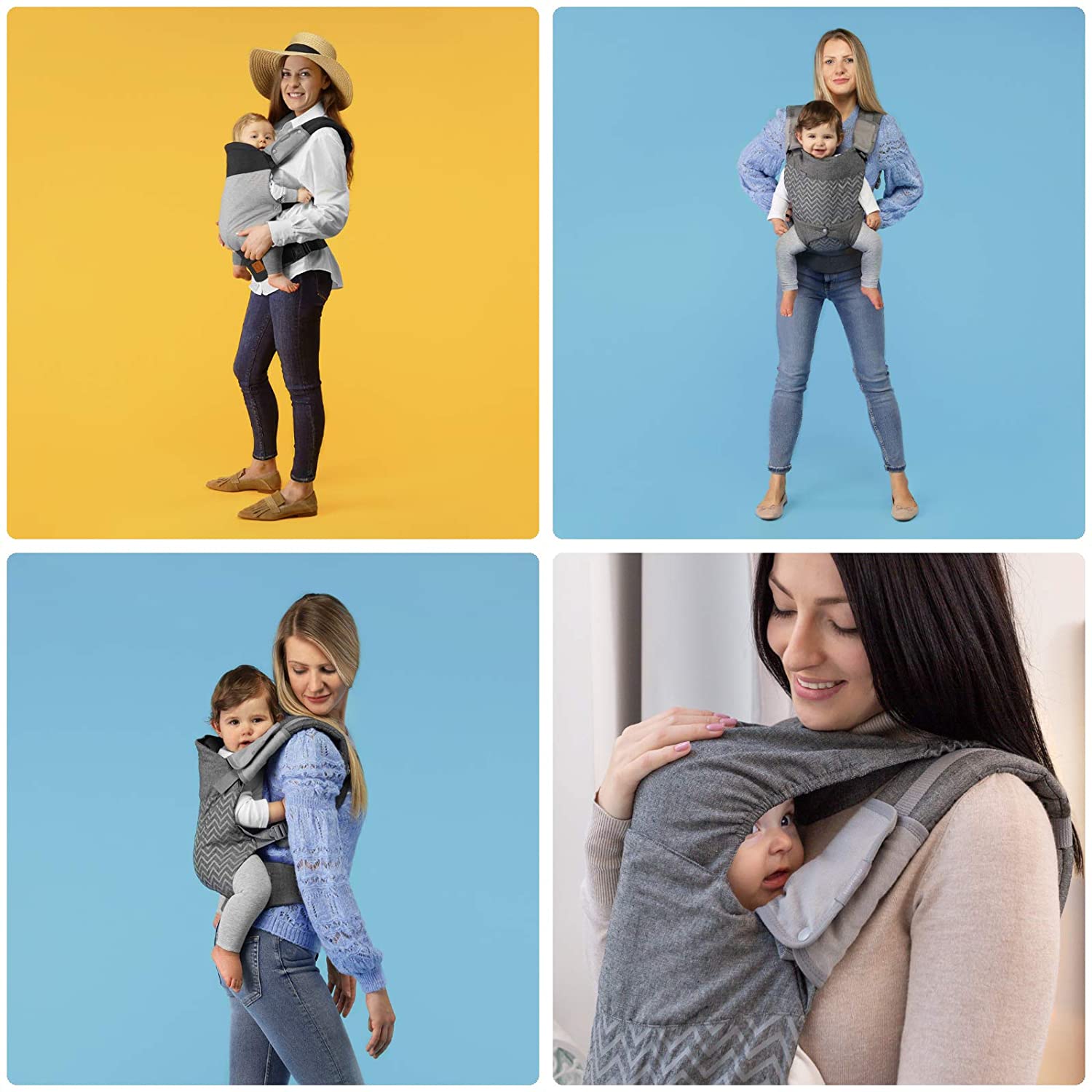 LIONELO Margareet Baby Carrier, 3 Carrying Positions, Correct Position of the Baby, Retractable Bonnet, Double Protection - Image 2