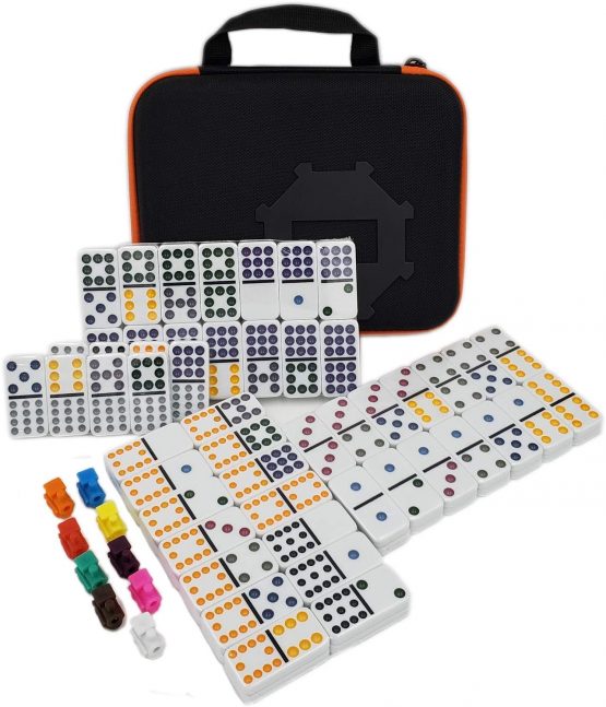Kalolary Mexican Train Dominoes Game,91 Pieces Double 12 Color Dominoes Set with Instruction Booklet and Score Pads