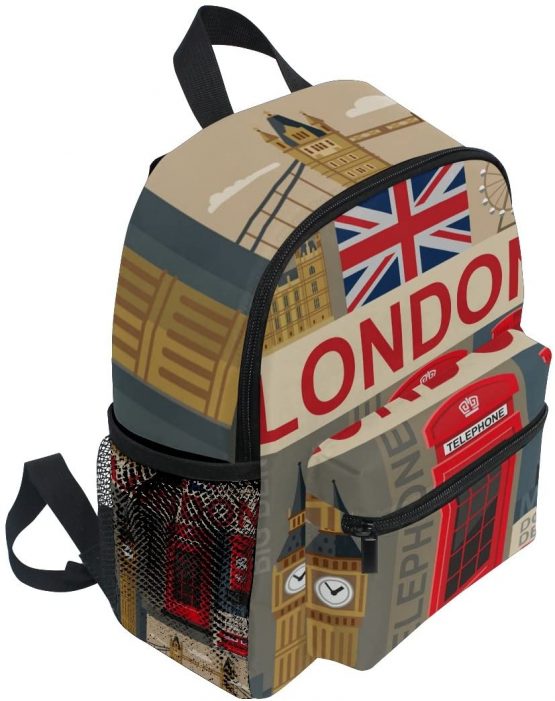 Kids Backpack, London Pattern Printed Personalised Lightweight Preschool Bag for Girls Boys - Image 2