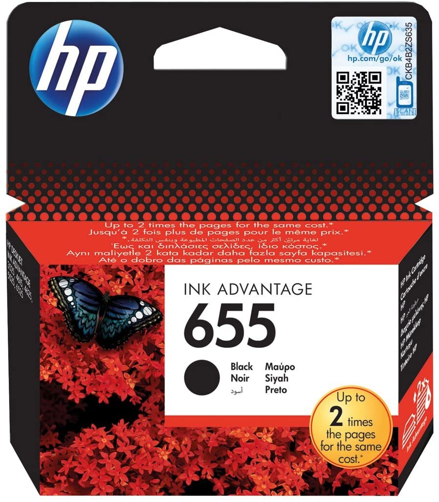 HP 655 CZ109AE Ink Cartridges - Black, Standard Yield
