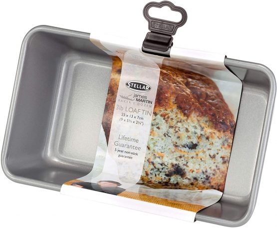 Stellar James Martin SJM58 Large 2Lb Non-Stick Loaf Tin, High Grade Steel, Dishwasher Safe 24cm x 14cm x 7cm - 5 Year Non-Stick Warranty