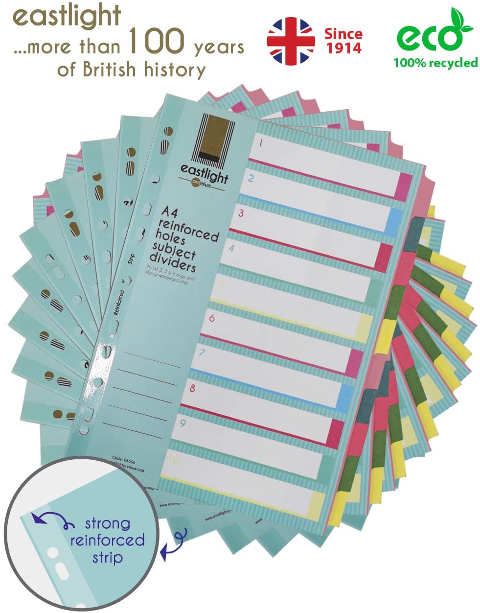Eastlight Premium File Dividers A4 10 Part Assorted, [ Pack of 6 ] 100% ...