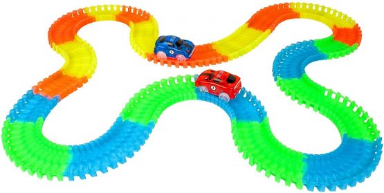 Create-A-Track 220 Piece Flexible Race Track with 2 Light Up Cars Playset - Racing Cars Construction Toy For Boys or Girls Age 3-6 - Image 3