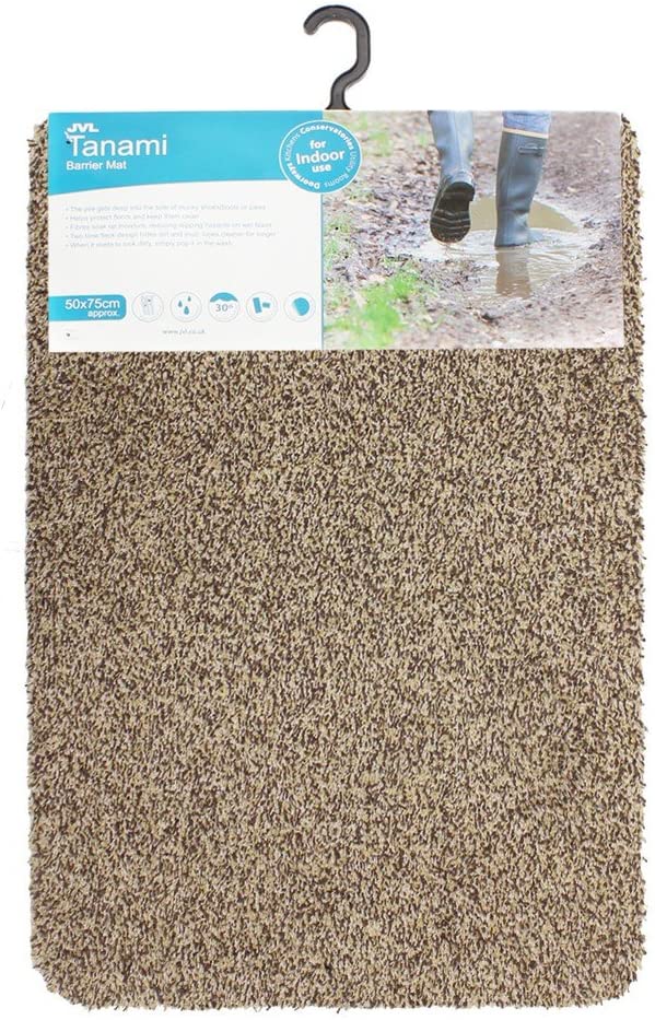 JVL Tanami Machine Washable Barrier Door Mat, Beige, 50 x 75 cm, 01-884BE, 50 x 75 cm (Rectangular)