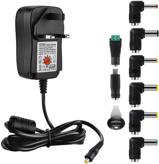 EFISH International Power Adapters Multifunctional Portable Power Transformers (Included USB),AC Supply Adapter 100-240V to DC 3V/4.5V/5V/6V/7.5V/9V/12V-MAX 2A (2000mA)+8 Different Plugs