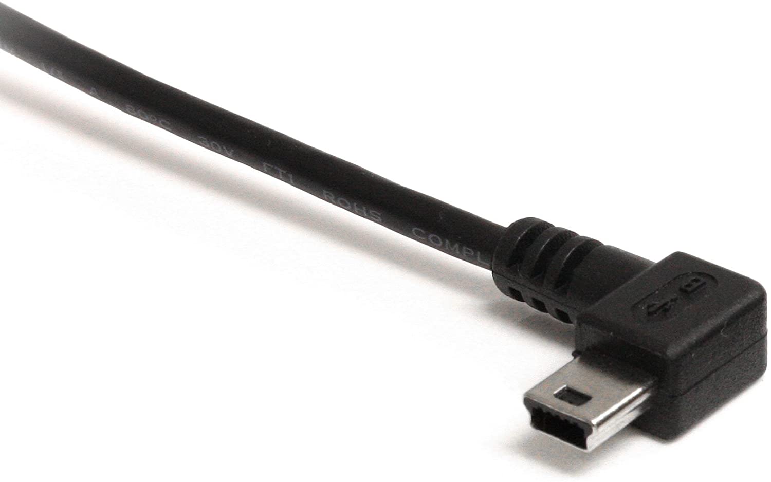 6 FT MINI USB CABLE - A TO LEFT, Black, 6 ft/2 m - Image 2