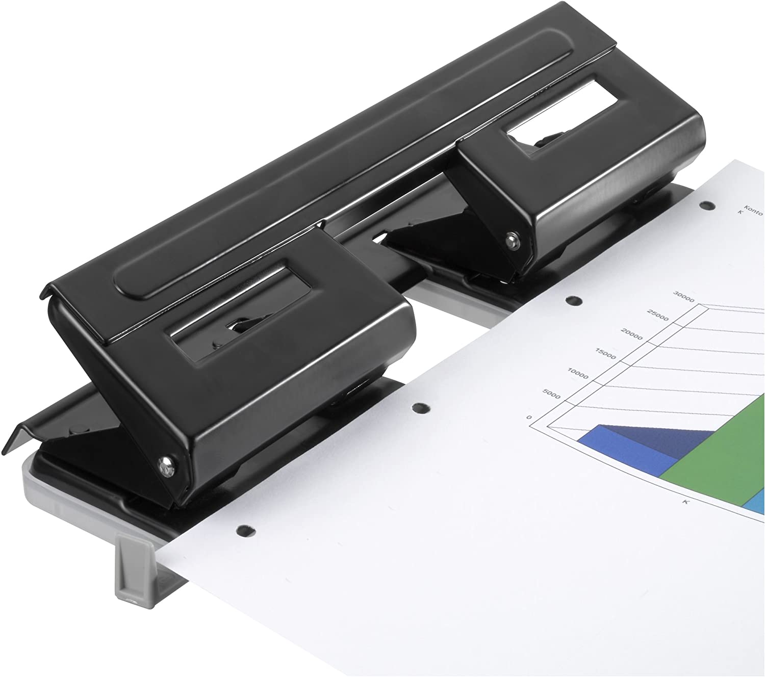 Herlitz 4-Hole Punch with Adjustable Paper Guide - Black, Doppel-Locher - Image 2