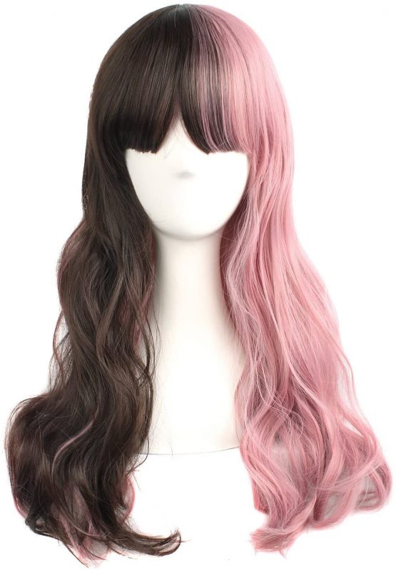 MapofBeauty Pink And Brown Curly Wigs Cosplay Wigs