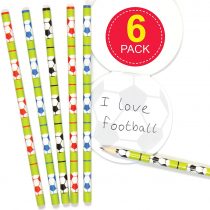 Baker Ross AC895 Football Pencils - Pack of 6, Ideal for Kids School Set, Homework, School Classwork, Party Bag Filler and Small Gifts