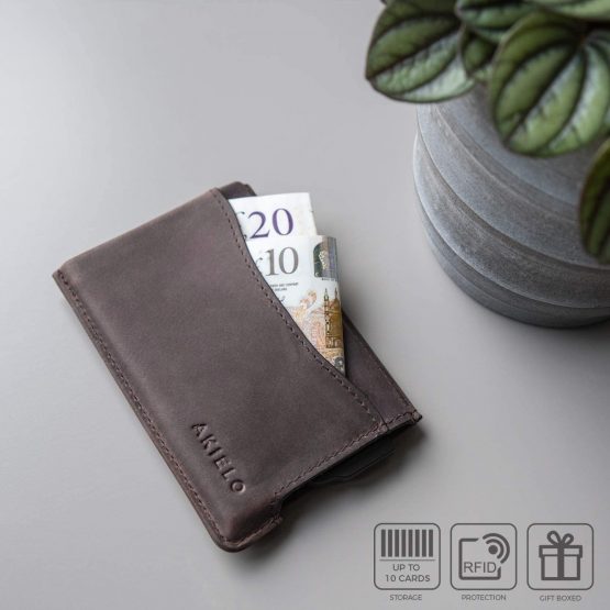 AKIELO RFID Blocking Card Wallet and Gift Box – Stylish Leather Credit Card Holder – Contactless Credit Card Protector (Alpha Collection) - Image 3