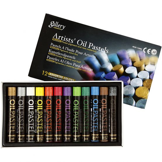 Creativ 38140 Gallery Oil Pastel - Metallic, thickness 11 mm, L: 7 mm, metallic colours, 12asstd