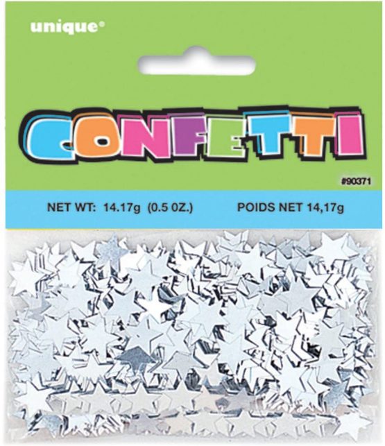 Unique Party 90371 party decoration Star Confetti-0.5 oz. | Foil | Silver | 1 Pack, Plastic - Image 2