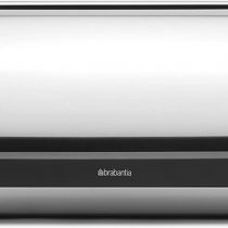 Brabantia Roll Top Bread Bin (Matt Steel) Large Front Opening Flat Top Bread Box, Fits 2 Loaves
