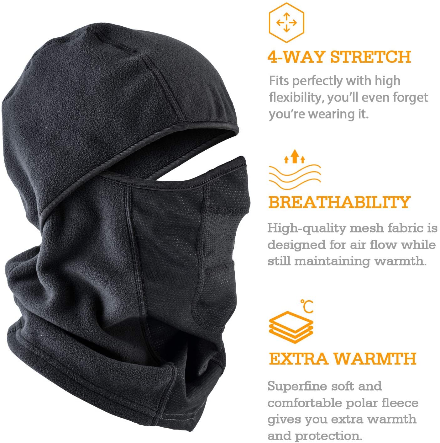 Astroai Ski Mask Balaclava Windproof Breathable Winter Full Face Cover Cold Protection Warm