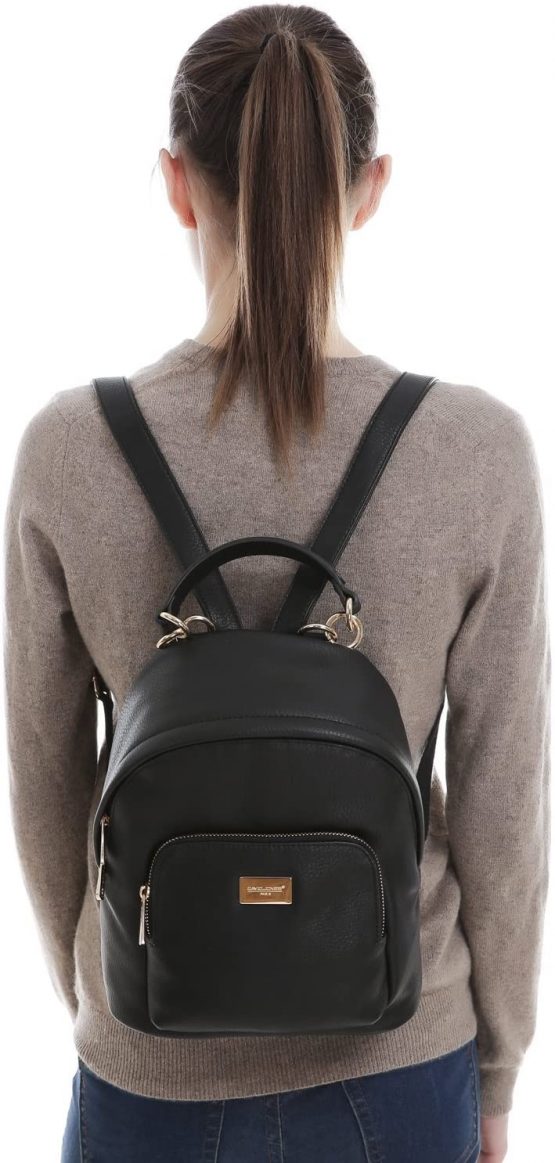 David Jones - Women's Fashion Backpack Purse Small - Ladies Casual Mini Daypack PU Leather - Girl Rucksack Satchel Shoulder Handbag Zipper Pockets - Trendy School Bag City College Teenager - Image 2