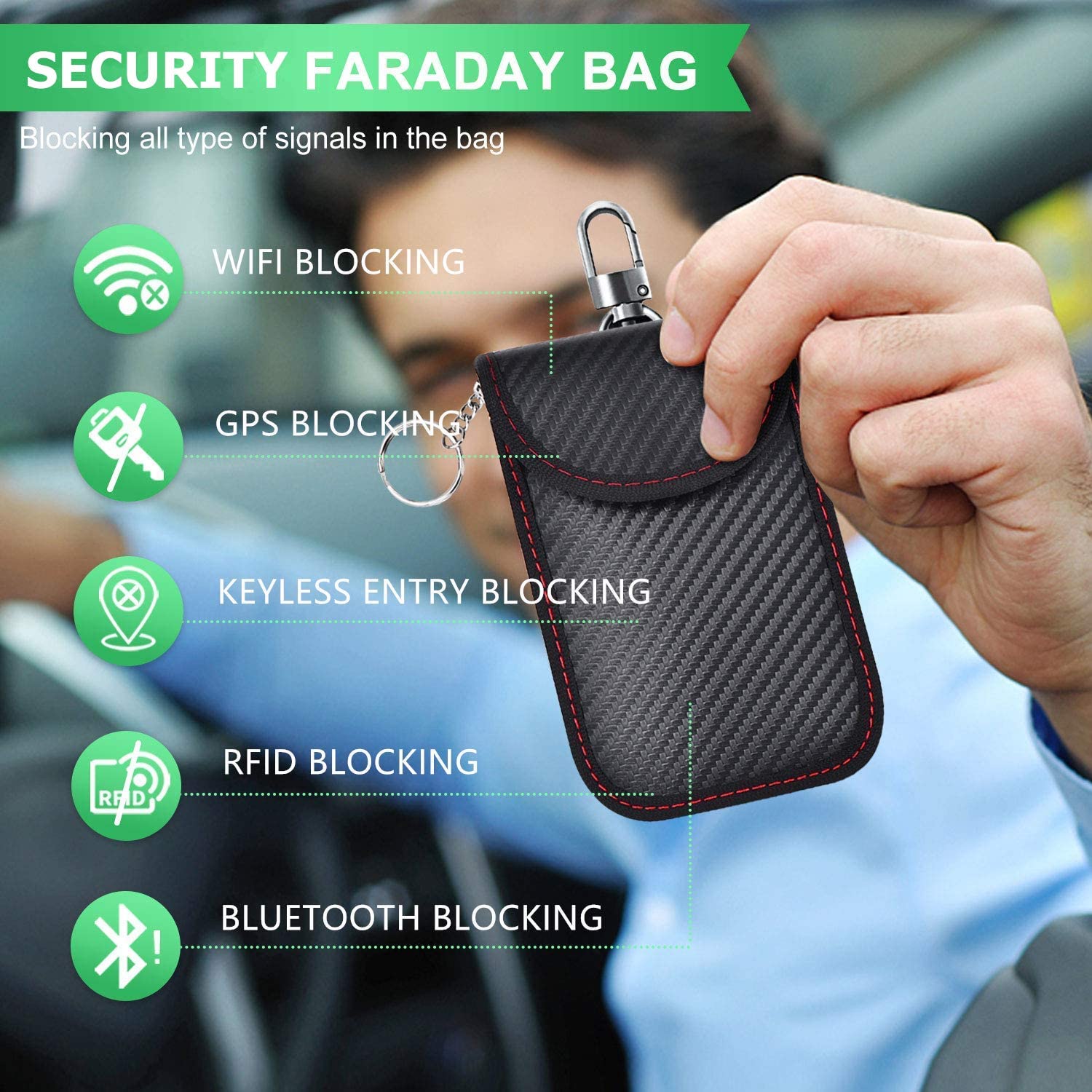 lanpard Faraday Pouch for car Keys,2 Pack Faraday Bag, Black, M - Image 2