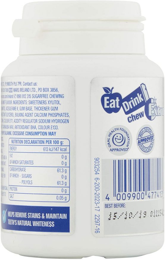 Extra White Chewing Gum, Sugar Free, Chewing Gum Bulk Box, 6 Packs of 46 Pieces - Image 3