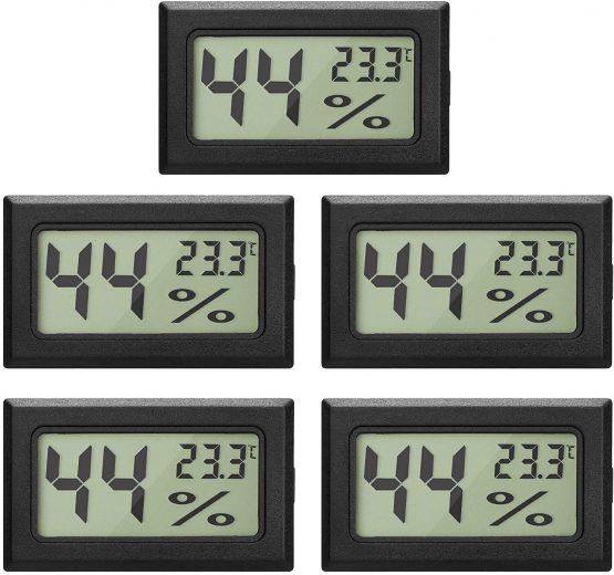 EEEKit 5-Pack LCD Digital Hygrometer Thermometer, Mini Digital Temperature Meter Humidity Gauge for Greenhouse Cars Home Office, Black