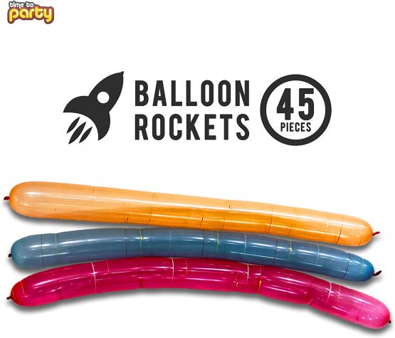 45pk Rocket Balloons-Kids Outdoor Toy | Stem Toy Rocket Birthday Balloons | Long Balloons Flying Whistling - Image 4