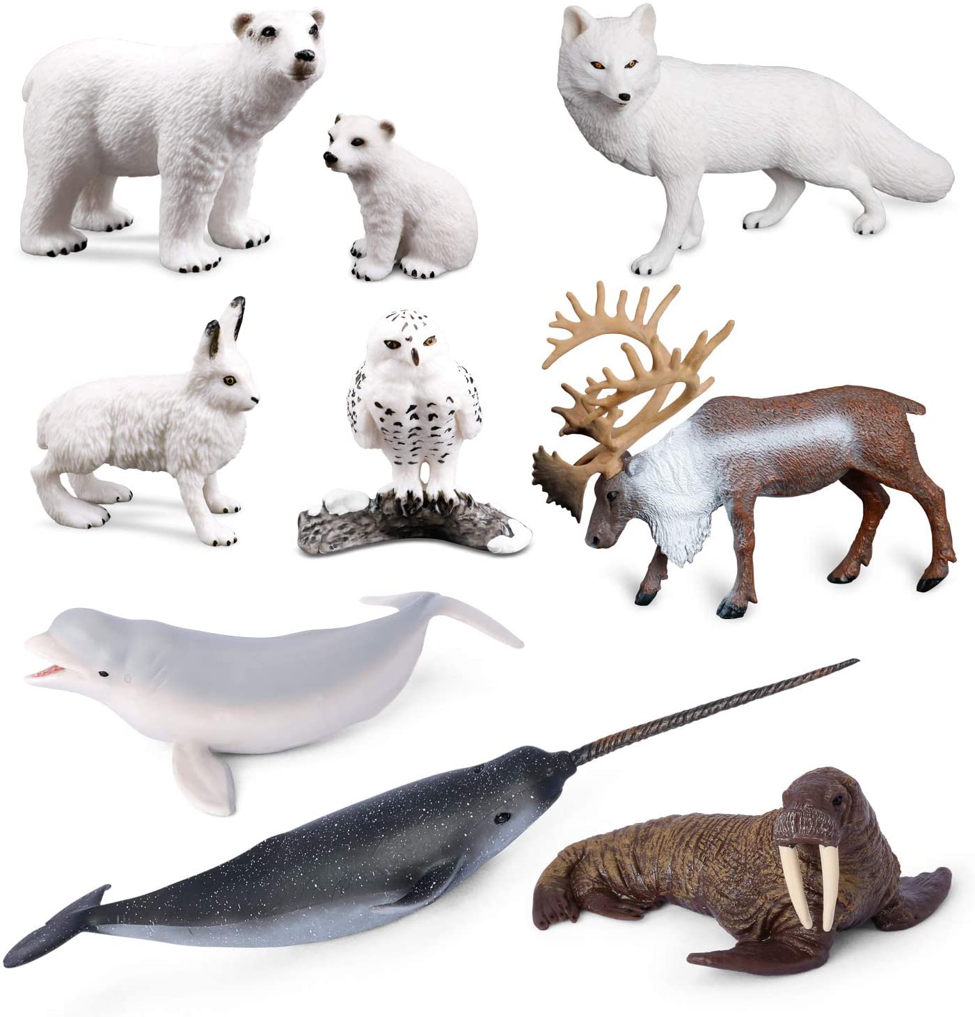 Volnau Sea Creature Toys Figures 9PCS Arctic Circle Ocean Animals Figurines for Toddlers Kids Christmas Decoration Gift Plastic Fish Preschool Pack and Bath Polar Bear Set