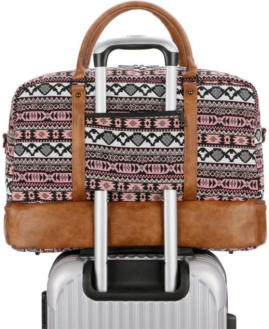 BAOSHA Women Holdalls Canvas Overnight Weekend Bag Travel Duffel Carry On Tote Bags Ladies Hand Luggage with Shoes Compartment HB-38 (Printing) - Image 3