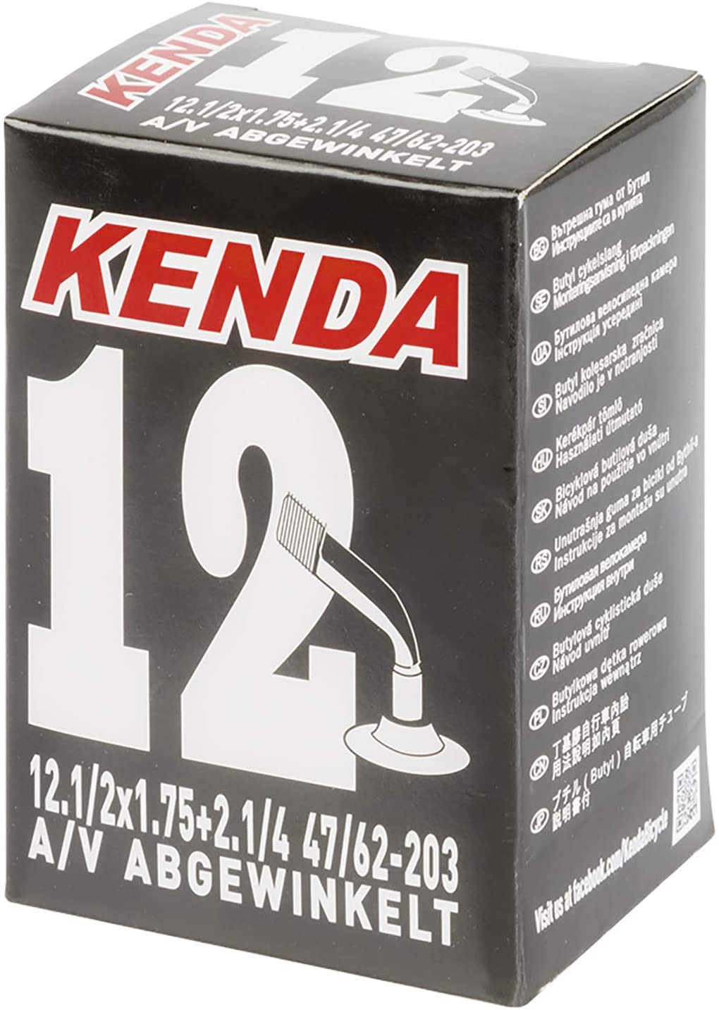 Kenda Tube 12 Schrader Valve 45 ° Angled (47/62-203) - Moulded, Black