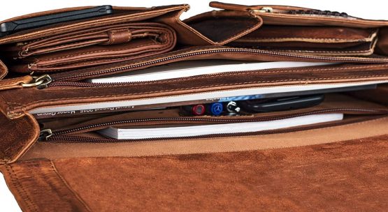 STILORD 'Magnus' Conference Folder A4 Leather Portfolio Document Folder Sophisticated Vintage Design fit for 13,3 MacBooks Genuine Leather - Image 4