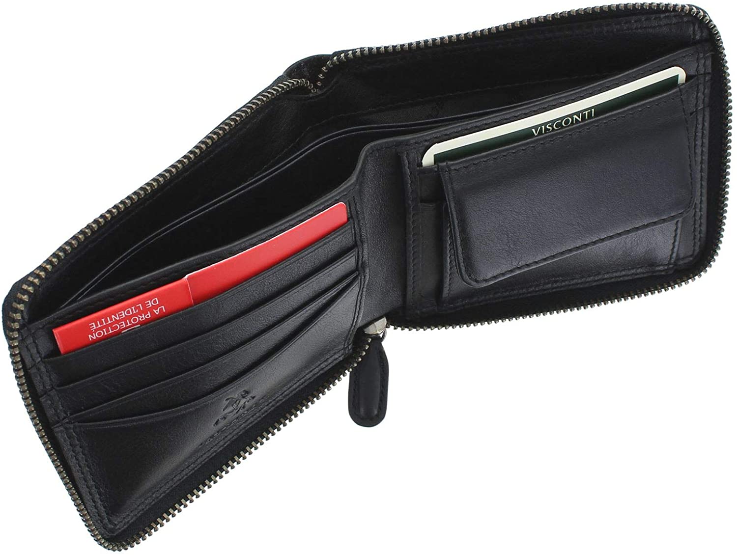 VISCONTI Heritage Camden Zip Around Leather Wallet RFID and Tap and Go HT14 Black - Image 3