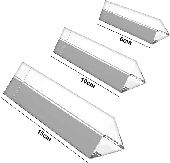 BELLE VOUS K9 Crystal Triangle Prisms (3 Pack) Photography Triangular Prisms Refractor with Velvet Pouch, Microfiber Cloth and Gift Box - Clear Lens for Light Spectrum Physics - Rainbow Effect Photo - Image 2