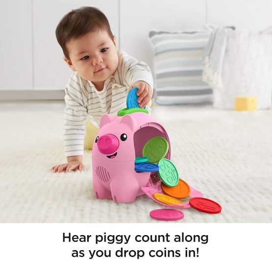 Fisher-Price GJC68 Laugh & Learn Count & Rumble Piggy Bank, Musical Baby Toy, Multicolour - Image 3